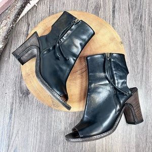 *Buttero | Peep Toe / Heel Leather Ankle Booties Size 8